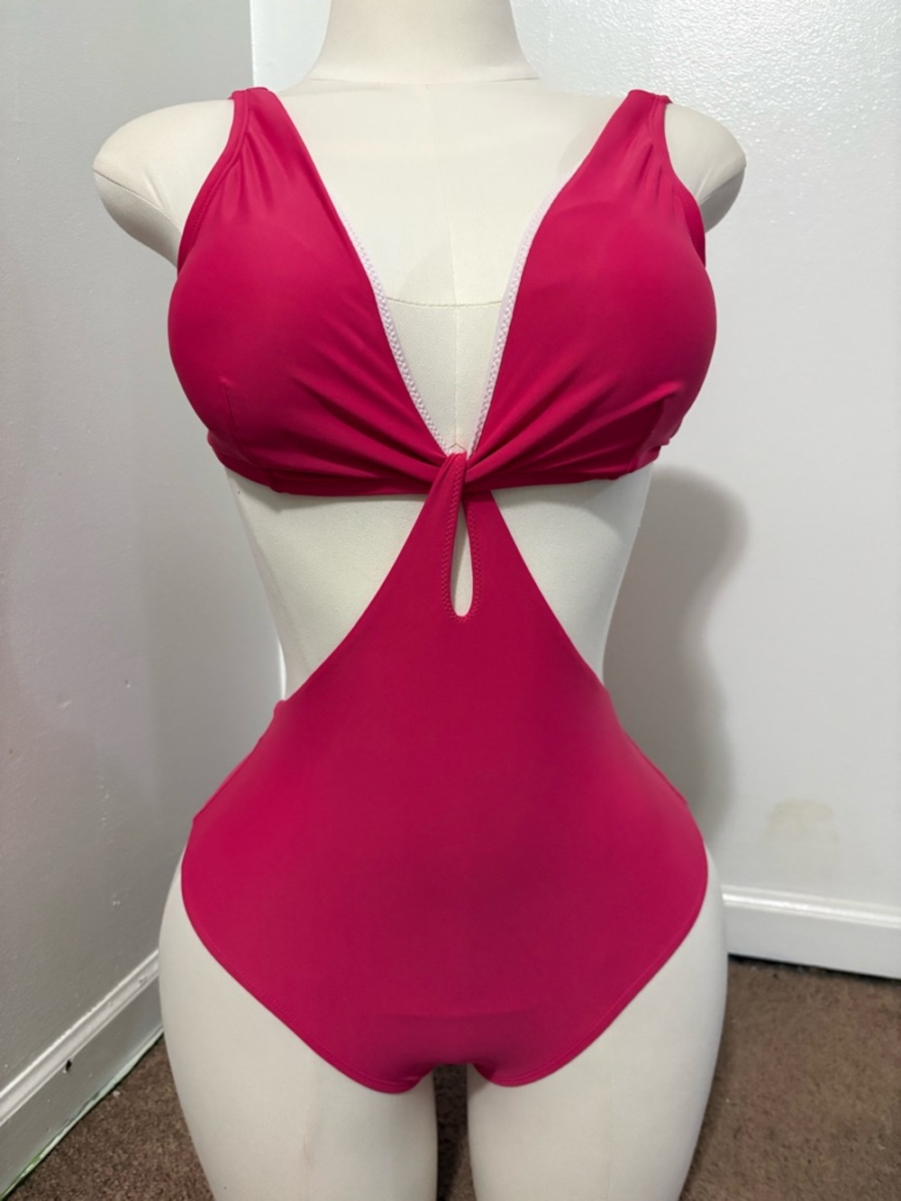 Hot Pink Cutout One-Piece Swimsuit NWOT